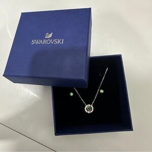 SWAROVSKI Sparkling Dance Set, Green, Rhodium plated NWT Boxed